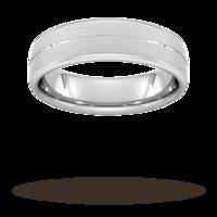 6mm Traditional Court Standard Centre Groove With Chamfered Edge Wedding Ring In 9 Carat White Gold
