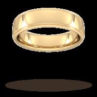 6mm D Shape Heavy polished finish with grooves Wedding Ring in 9 Carat Yellow Gold