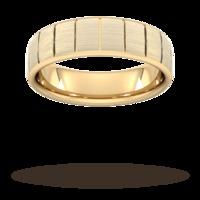 6mm Flat Court Heavy Vertical Lines Wedding Ring In 18 Carat Yellow Gold