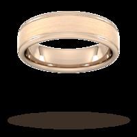 6mm D Shape Standard matt centre with grooves Wedding Ring in 9 Carat Rose Gold