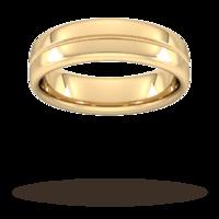 6mm D Shape Standard Milgrain Centre Wedding Ring in 9 Carat Yellow Gold