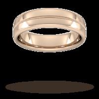 6mm D Shape Standard Milgrain Centre Wedding Ring in 9 Carat Rose Gold