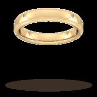 6mm D Shape Heavy milgrain edge Wedding Ring in 9 Carat Yellow Gold
