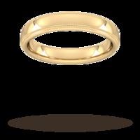 6mm d shape heavy milgrain edge wedding ring in 18 carat yellow gold