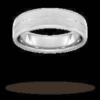 6mm Slight Court Extra Heavy centre groove with chamfered edge Wedding Ring in Platinum - Ring Size R