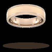 6mm Traditional Court Standard Matt Centre With Grooves Wedding Ring In 18 Carat Rose Gold