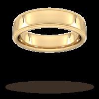 6mm Slight Court Standard milgrain edge Wedding Ring in 9 Carat Yellow Gold - Ring Size Y