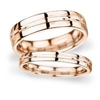 6mm d shape heavy grooved polished finish wedding ring in 18 carat ros ...