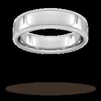 6mm D Shape Heavy milgrain edge Wedding Ring in 9 Carat White Gold