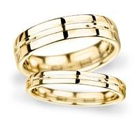 6mm Flat Court Heavy Grooved Polished Finish Wedding Ring In 18 Carat Yellow Gold