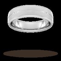 6mm Slight Court Extra Heavy centre groove with chamfered edge Wedding Ring in 950 Palladium - Ring Size V