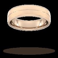 6mm D Shape Standard centre groove with chamfered edge Wedding Ring in 18 Carat Rose Gold