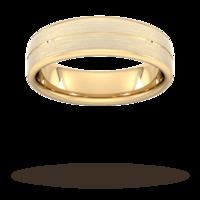 6mm Slight Court Extra Heavy centre groove with chamfered edge Wedding Ring in 18 Carat Yellow Gold - Ring Size V