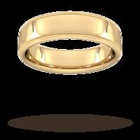 6mm Slight Court Extra Heavy milgrain edge Wedding Ring in 18 Carat Yellow Gold - Ring Size U