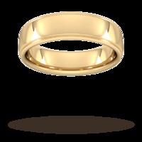 6mm Slight Court Extra Heavy polished finish with grooves Wedding Ring in 18 Carat Yellow Gold - Ring Size U