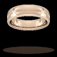 6mm Slight Court Extra Heavy Grooved polished finish Wedding Ring in 18 Carat Rose Gold - Ring Size S