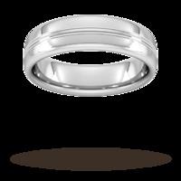 6mm Slight Court Extra Heavy Grooved polished finish Wedding Ring in 18 Carat White Gold - Ring Size R