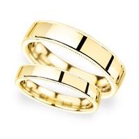 6mm D Shape Standard milgrain edge Wedding Ring in 18 Carat Yellow Gold