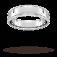 6mm D Shape Standard milgrain edge Wedding Ring in 18 Carat White Gold