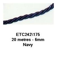 6mm Essential Trimmings Decorative Cord Trimming Navy