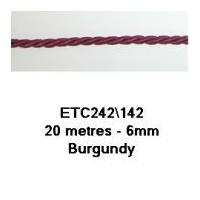 6mm Essential Trimmings Decorative Cord Trimming Burgundy