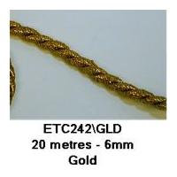 6mm Essential Trimmings Decorative Cord Trimming Gold