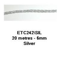 6mm Essential Trimmings Decorative Cord Trimming Silver