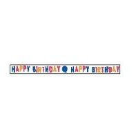 6mm Celebrate Happy Birthday Balloons Ribbon Orange/Blue/Pink