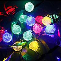 6M 30Led Crystal Ball String Light Solar Decoration Lights Waterproof Outdoor Garden Tree Fairy Lighting White Rgb