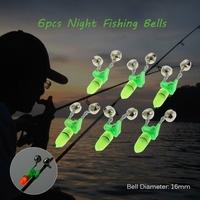 6pcs Night Fishing Accessories Fishing Bell Twin Bell Ring Fishing Bite Alarm Fishing Tackle Tip Light