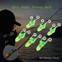 6pcs Night Fishing Accessories Fishing Bell Twin Bell Ring Fishing Bite Alarm Fishing Tackle Tip Light