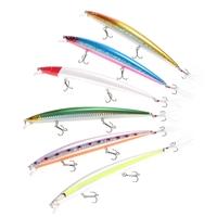 6PCS Diving Minnow Fishing Lures 22g 185mm 0.3-0.9M Artificial Bait Hard Fishing Lure Set Wobbler Bait with #6 Feather Hooks