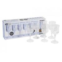 6pc Clear Crystal Cut Ps Wine Goblets In Printed Box
