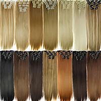 6pcs/lot 16 Clip in Hair Extension Synthetic 24 Inch Long Straight Hairpiece