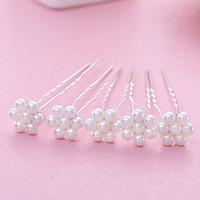 6pcs womens pearl headpiece wedding special occasion hair pin hair sti ...