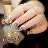 6pcs/lot White Lace Serial Transparent Nail Decals Stickers Nail Tips False Decoration