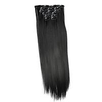 6pcs/lot 24 Inch 140g Long Synthetic Hair Piece Straight Clip In Hair Extensions with 16 Clips