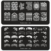 6pcs Nail Art Stamping Plates Polish Print Stencil Nail Stamp Template DIY Beauty Manicure Tools (Tian Xin 19-24)