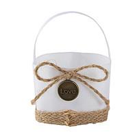 6pc Fabric Favor Tins and Pails Basket with Jute Bowknot for Wedding Flower /Candy Decoration (8.5 8.5 6cm)