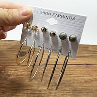 6pairs/set Gold Silver Black Stud Earrings Hoop Earrings Earrings Set Rhinestone AAA Cubic Zirconia Dangling Style Multi-ways Wear Classic DIY Alloy