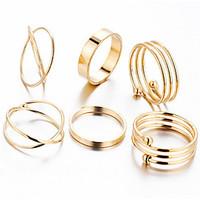 6PCS Ring Wedding Special Occasion Daily Casual Sports Jewelry Alloy Midi Rings 1set6 7 8 Gold