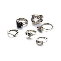 6Pcs/set Midi Rings Unique Design Bohemian British Alloy Jewelry For Party Halloween Daily Casual 1 Set