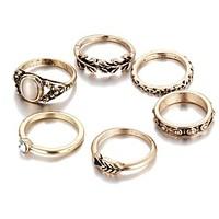 6pcs midi rings unique design vintage bohemian alloy leaf jewelry for  ...