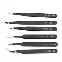 6pcs/set Antistatic Electroplating Nonmagnetic Stainless Steel Curved Straight Eyebrow Tweezers DIY Necessary Tools