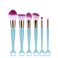 6pcs blue double fish tail makeup brush set blush brush eyeshadow eyel ...