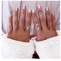 6pcsset european vintage geometric alloy ring statement rings daily ca ...