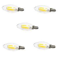 6W E14 LED Filament Bulbs C35 6 COB 550LM lm Warm White / Cool White Decorative AC 220-240 V 5 pcs