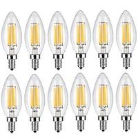 6W E14 LED Filament Bulbs C35 6 COB 600 lm Warm White Cool White Decorative AC 220-240 V 12 pcs