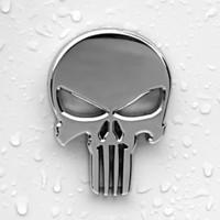 6x4.3cm Skull Head Solid Zinc Alloy Chrome Metal Car Styling Emblem 3D Sticker Cool Scary Exterior Mark