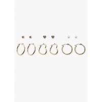 6X HEART STUD HOOP PACK EARRINGS